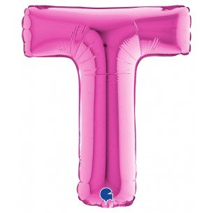 Palloncino Mylar 14'' (35cm) Lettera T Fuxia di Grabo Srl