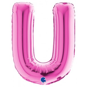 Palloncino Mylar 14'' (35cm) Lettera U Fuxia di Grabo Srl