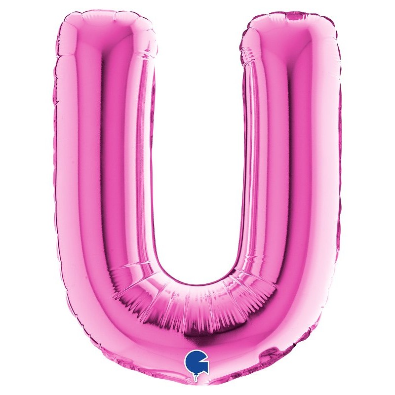 Palloncino Mylar 14'' (35cm) Lettera U Fuxia di Grabo Srl
