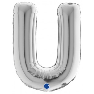 Palloncino Mylar 14'' (35cm) Lettera U Silver (Argento) di Grabo Srl