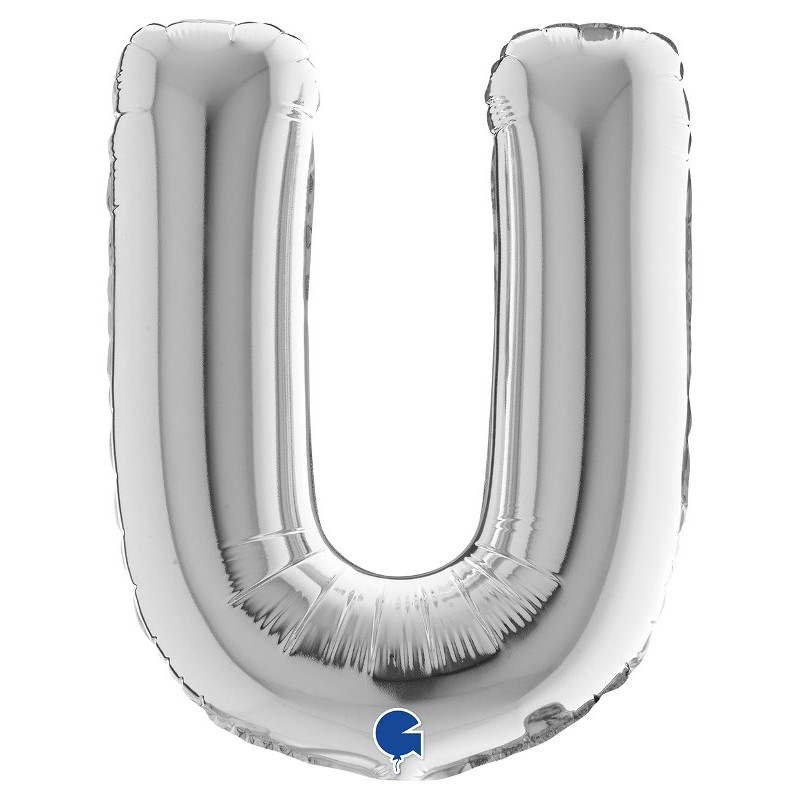 Palloncino Mylar 14'' (35cm) Lettera U Silver (Argento) di Grabo Srl