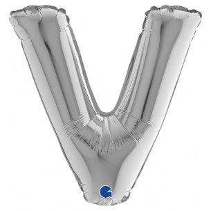 Palloncino Mylar 14'' (35cm) Lettera V Silver (Argento) di Grabo Srl