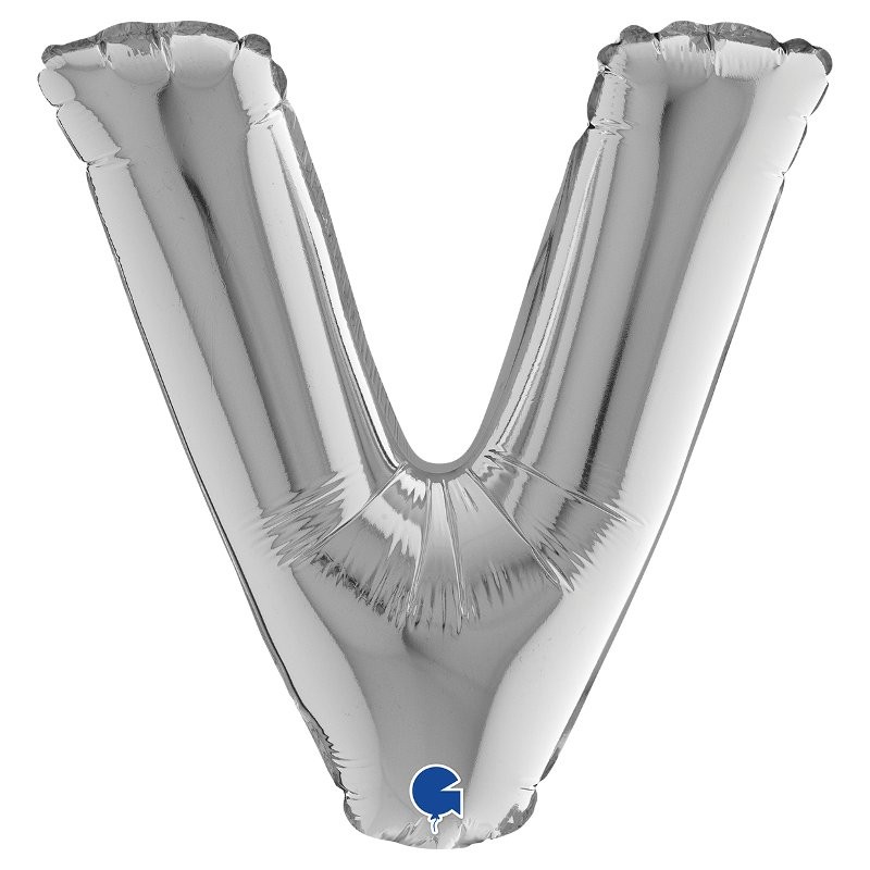 Palloncino Mylar 14'' (35cm) Lettera V Silver (Argento) di Grabo Srl