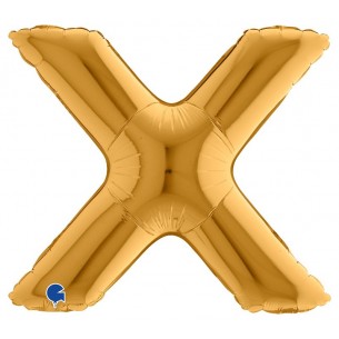 Palloncino Mylar 14'' (35cm) Lettera X Gold (Oro) di Grabo Srl