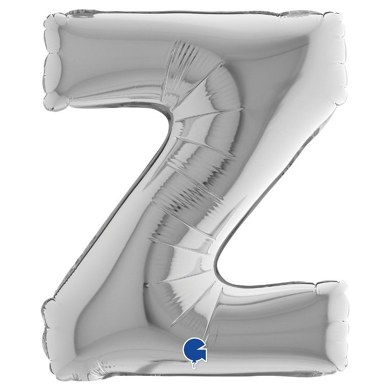 Palloncino Mylar 14'' (35cm) Lettera Z Silver (Argento) di Grabo Srl