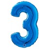 Palloncino Mylar 26'' (65cm) Numero 3 Blue di Grabo Srl