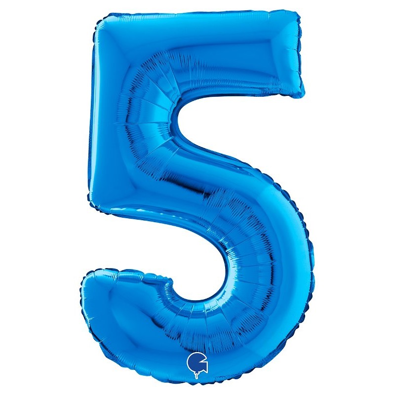 Palloncino Mylar 26'' (65cm) Numero 5 Blue di Grabo Srl