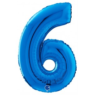 Palloncino Mylar 26'' (65cm) Numero 6 Blue di Grabo Srl