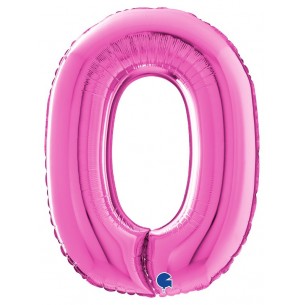 Palloncino Mylar 26'' (65cm) Numero 0 Fuxia di Grabo Srl