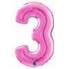 Palloncino Mylar 26'' (65cm) Numero 3 Fuxia di Grabo Srl
