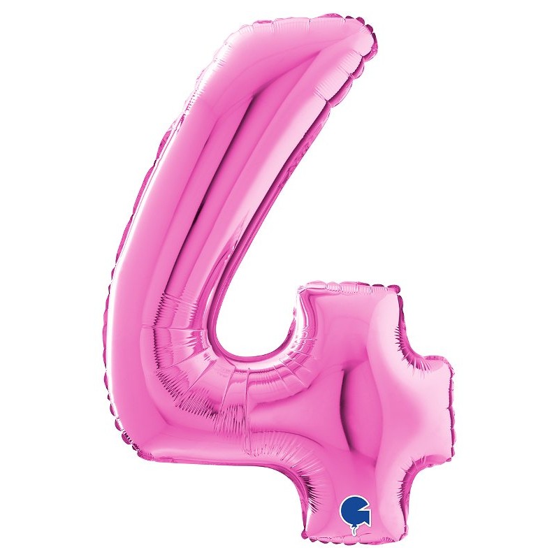Palloncino Mylar 26'' (65cm) Numero 4 Fuxia di Grabo Srl