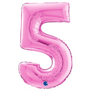 Palloncino Mylar 26'' (65cm) Numero 5 Fuxia di Grabo Srl