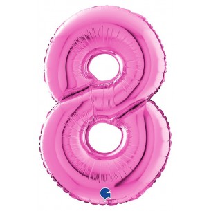 Palloncino Mylar 26'' (65cm) Numero 8 Fuxia di Grabo Srl