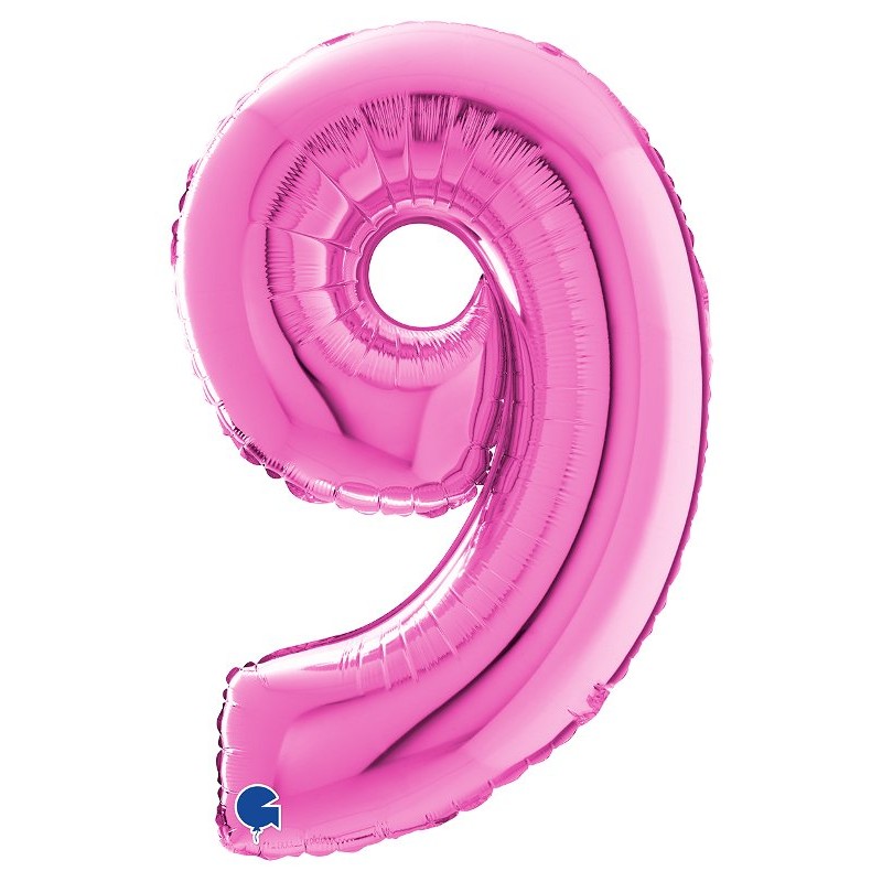 Palloncino Mylar 26'' (65cm) Numero 9 Fuxia di Grabo Srl