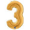 Palloncino Mylar 26'' (65cm) Numero 3 Gold (Oro) di Grabo Srl