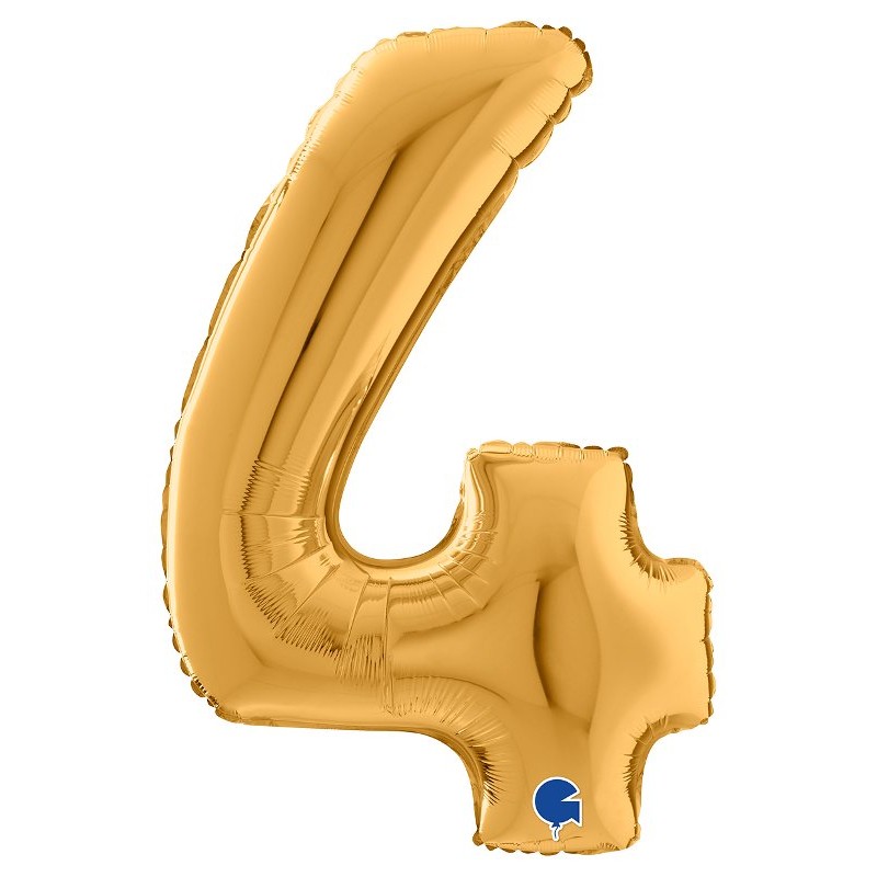 Palloncino Mylar 26'' (65cm) Numero 4 Gold (Oro) di Grabo Srl