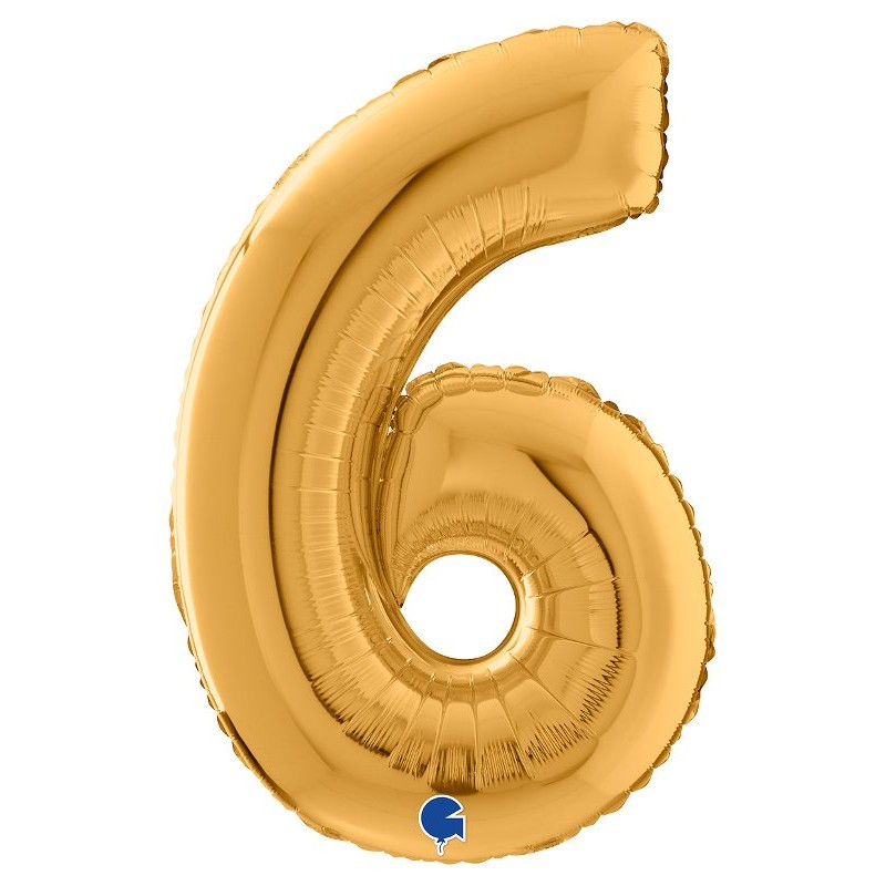 Palloncino Mylar 26'' (65cm) Numero 6 Gold (Oro) di Grabo Srl