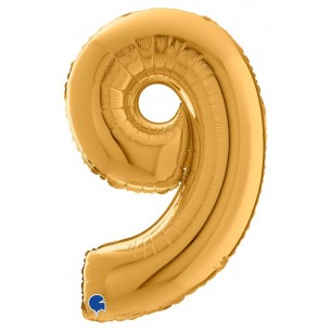 Palloncino Mylar 26'' (65cm) Numero 9 Gold (Oro) di Grabo Srl