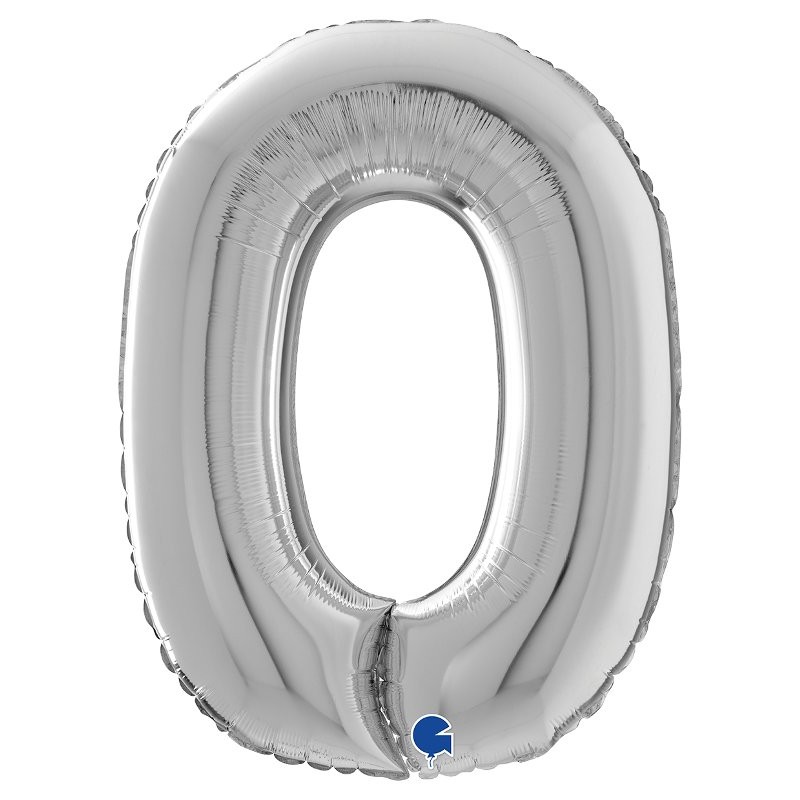Palloncino Mylar 26'' (65cm) Numero 0 Silver (Argento) di Grabo Srl