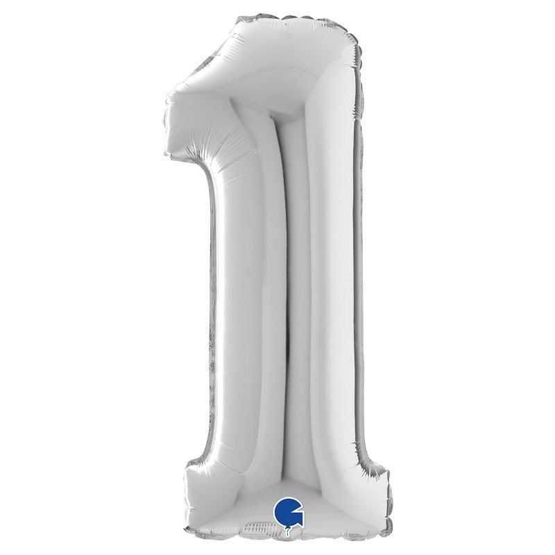 Palloncino Mylar 26'' (65cm) Numero 1 Silver (Argento) di Grabo Srl