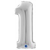 Palloncino Mylar 26'' (65cm) Numero 1 Silver (Argento) di Grabo Srl