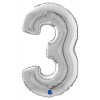 Palloncino Mylar 26'' (65cm) Numero 3 Silver (Argento) di Grabo Srl