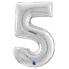 Palloncino Mylar 26'' (65cm) Numero 5 Silver (Argento) di Grabo Srl
