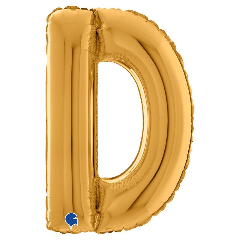 Palloncino Mylar 26'' (65cm) Lettera D Gold (Oro) di Grabo Srl