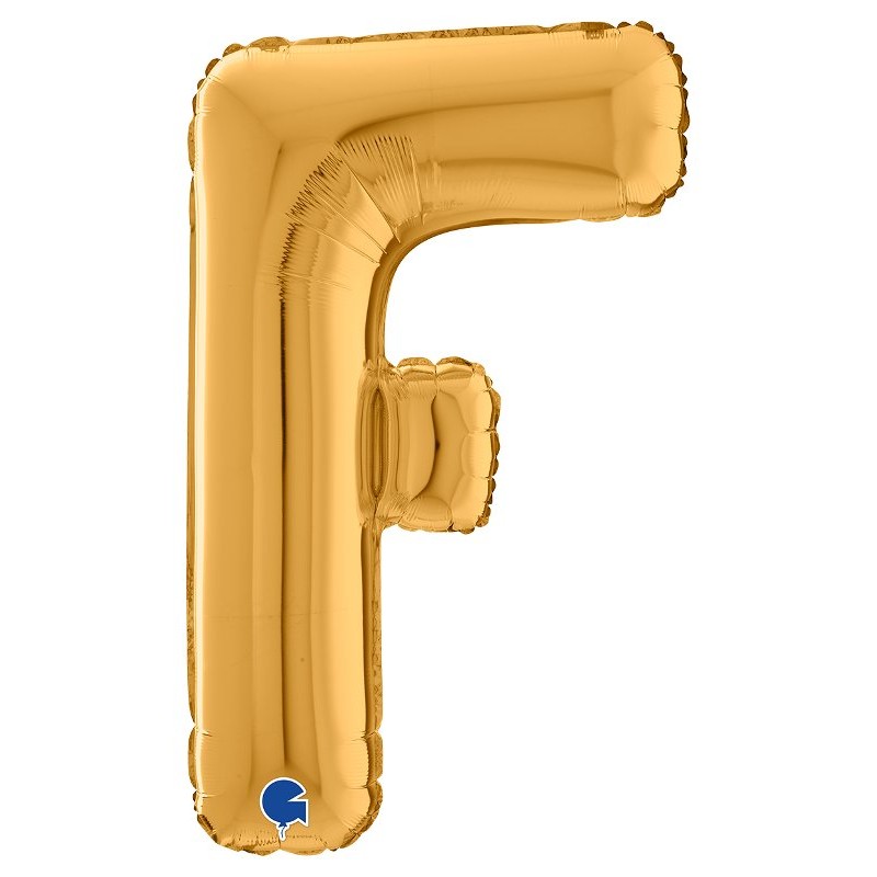 Palloncino Mylar 26'' (65cm) Lettera F Gold (Oro) di Grabo Srl
