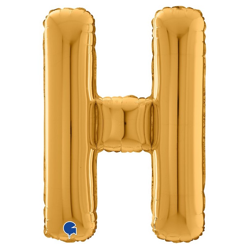 Palloncino Mylar 26'' (65cm) Lettera H Gold (Oro) di Grabo Srl