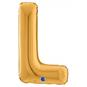 Palloncino Mylar 26'' (65cm) Lettera L Gold (Oro) di Grabo Srl