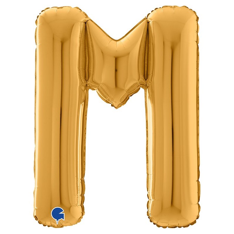 Palloncino Mylar 26'' (65cm) Lettera M Gold (Oro) di Grabo Srl