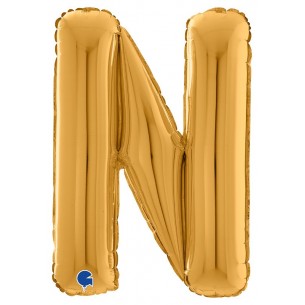 Palloncino Mylar 26'' (65cm) Lettera N Gold (Oro) di Grabo Srl