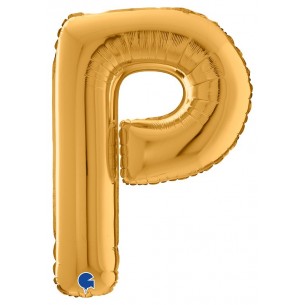 Palloncino Mylar 26'' (65cm) Lettera P Gold (Oro) di Grabo Srl