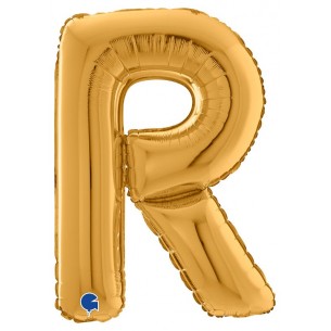 Palloncino Mylar 26'' (65cm) Lettera R Gold (Oro) di Grabo Srl