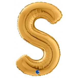 Palloncino Mylar 26'' (65cm) Lettera S Gold (Oro) di Grabo Srl