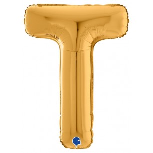 Palloncino Mylar 26'' (65cm) Lettera T Gold (Oro) di Grabo Srl