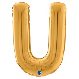 Palloncino Mylar 26'' (65cm) Lettera U Gold (Oro) di Grabo Srl