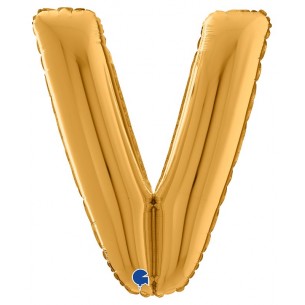 Palloncino Mylar 26'' (65cm) Lettera V Gold (Oro) di Grabo Srl