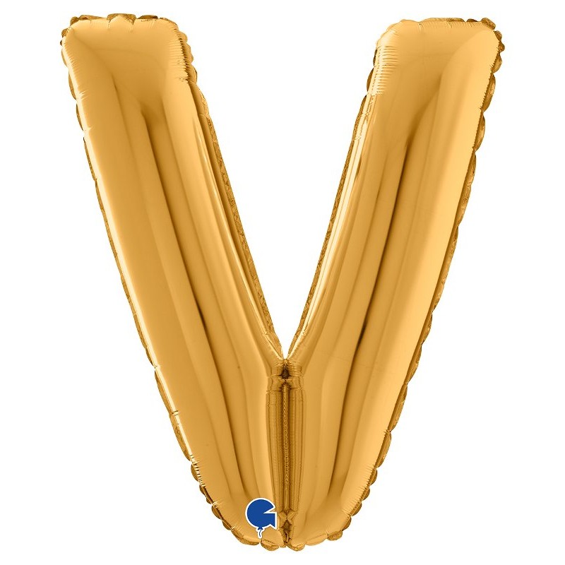 Palloncino Mylar 26'' (65cm) Lettera V Gold (Oro) di Grabo Srl