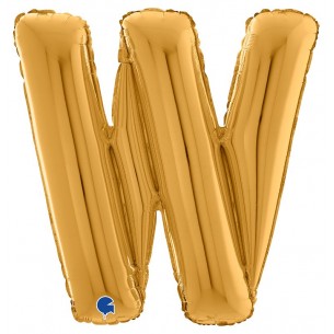 Palloncino Mylar 26'' (65cm) Lettera W Gold (Oro) di Grabo Srl