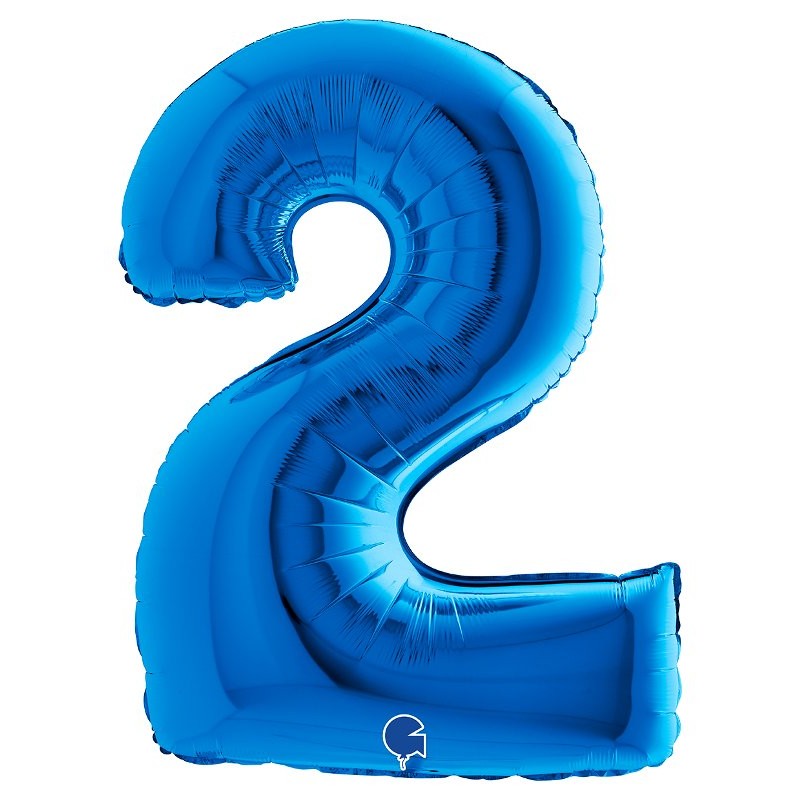 Palloncino Mylar 40'' (100cm) Numero 2 Blue di Grabo Srl