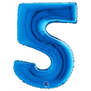 Palloncino Mylar 40'' (100cm) Numero 5 Blue di Grabo Srl