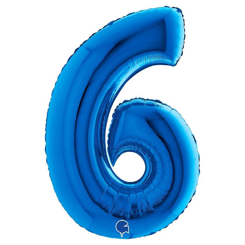 Palloncino Mylar 40'' (100cm) Numero 6 Blue di Grabo Srl