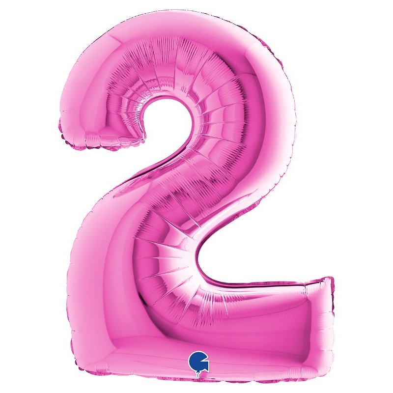 Palloncino Mylar 40'' (100cm) Numero 2 Fuxia di Grabo Srl