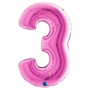 Palloncino Mylar 40'' (100cm) Numero 3 Fuxia di Grabo Srl