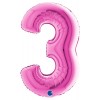 Palloncino Mylar 40'' (100cm) Numero 3 Fuxia di Grabo Srl