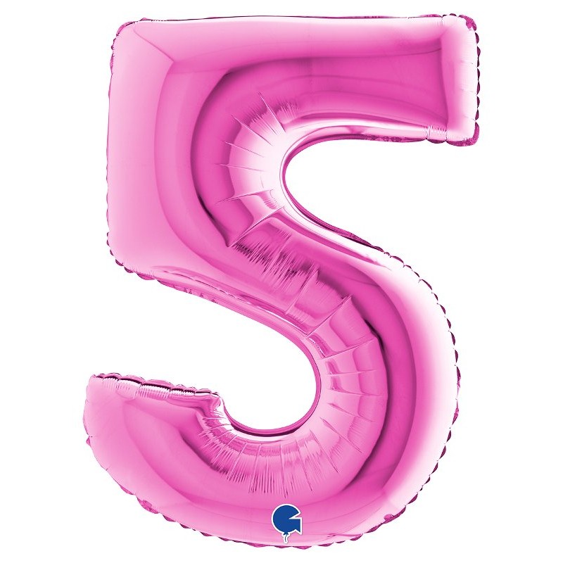 Palloncino Mylar 40'' (100cm) Numero 5 Fuxia di Grabo Srl