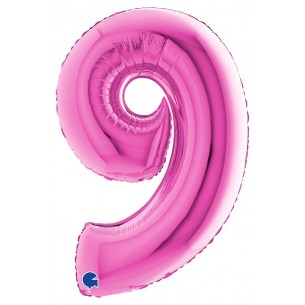Palloncino Mylar 40'' (100cm) Numero 9 Fuxia di Grabo Srl