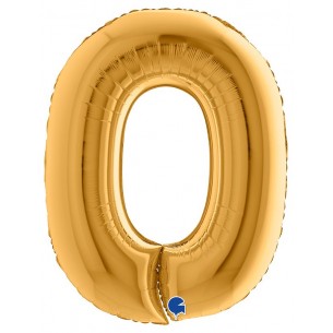 Palloncino Mylar 40'' (100cm) Numero 0 Gold (Oro) di Grabo Srl